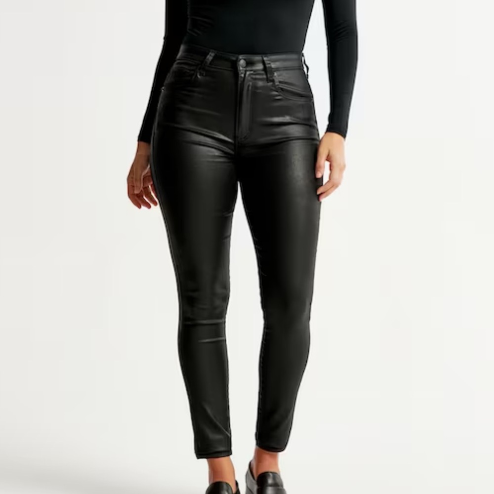 Abercombie coated leather skinny jeans
